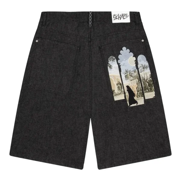 Aziza Raw Jorts Denim Shorts - Black