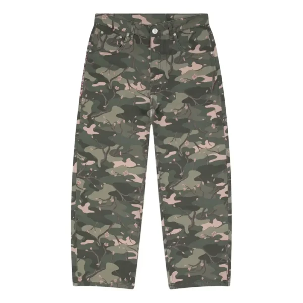 Camo Drawstring Cargo Trousers Khaki
