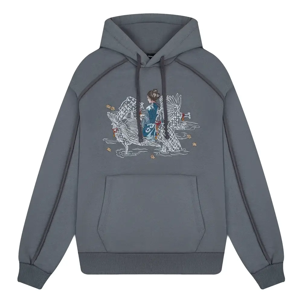 Sashiko Hoodie Grey Sashiko Hoodie Grey